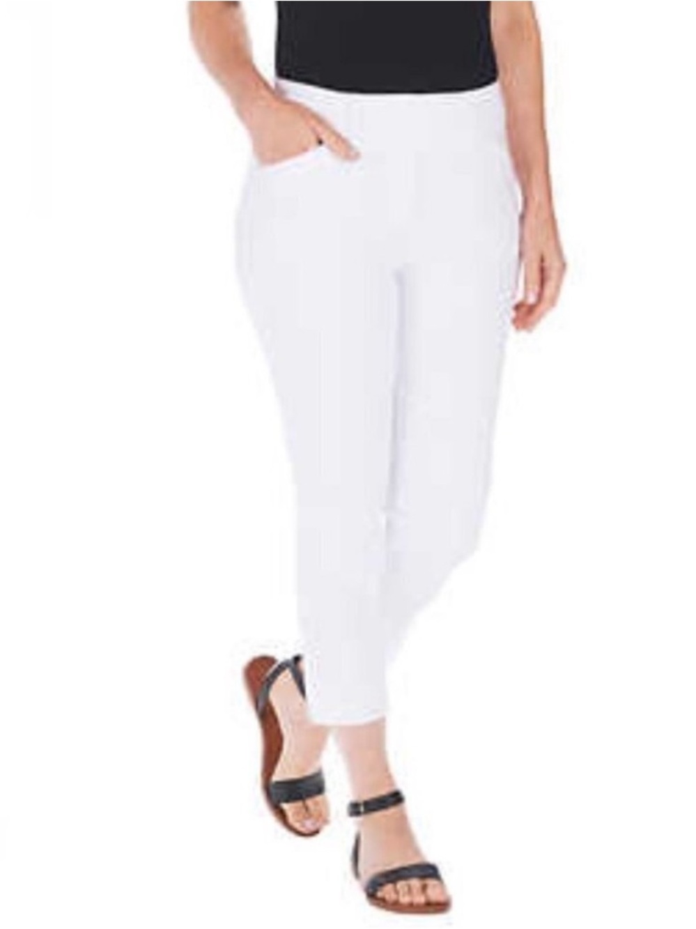 ☀️NWT Hilary Radley Capri Pants White with Side Slits Size 20